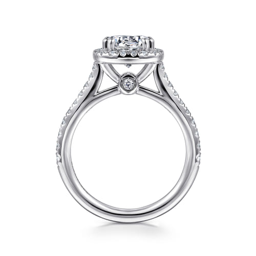 14K White Gold Round Halo Diamond Engagement Ring