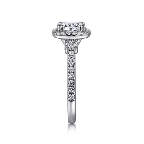 14K White Gold Round Halo Diamond Engagement Ring