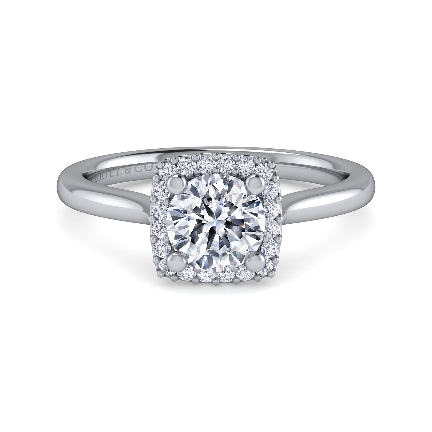 Gabriel - 14K White Gold Round Halo Diamond Engagement Ring