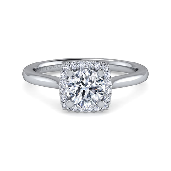 Gabriel - 14K White Gold Round Halo Diamond Engagement Ring