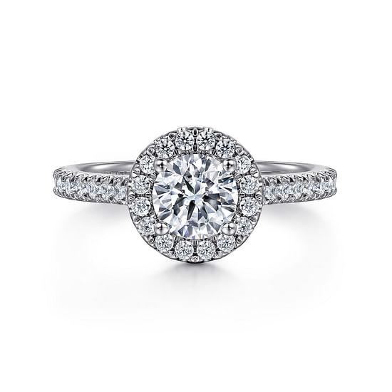 Gabriel - 14K White Gold Round Halo Diamond Engagement Ring