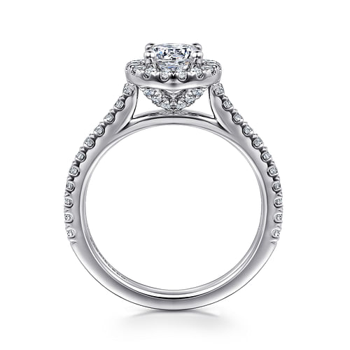 14K White Gold Round Halo Diamond Engagement Ring