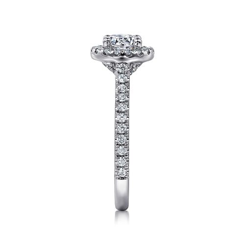 14K White Gold Round Halo Diamond Engagement Ring