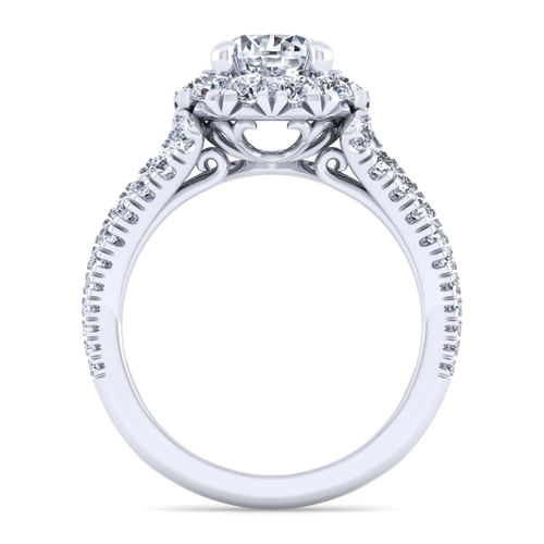 14K White Gold Round Halo Diamond Engagement Ring