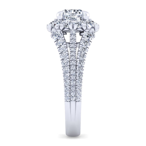 14K White Gold Round Halo Diamond Engagement Ring