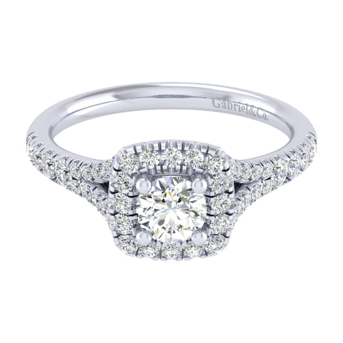 14K White Gold Round Halo Diamond Engagement Ring 14K White Gold Round Halo Diamond Engagement Ring
