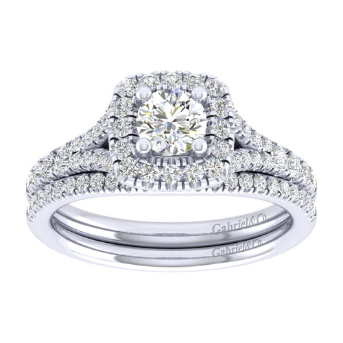 14K White Gold Round Halo Diamond Engagement Ring 14K White Gold Round Halo Diamond Engagement Ring