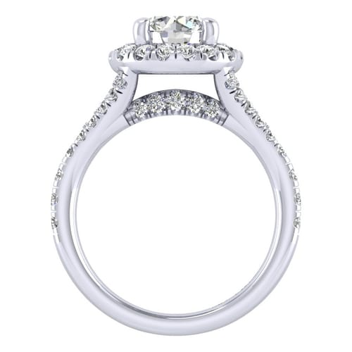 14K White Gold Round Halo Diamond Engagement Ring
