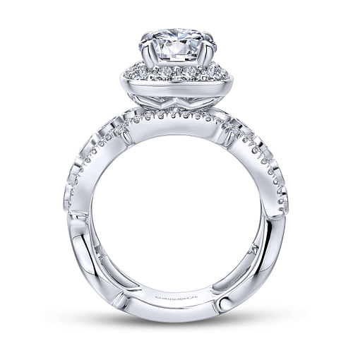 14K White Gold Round Halo Diamond Engagement Ring