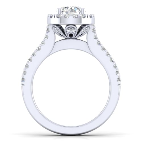 14K White Gold Round Halo Diamond Engagement Ring