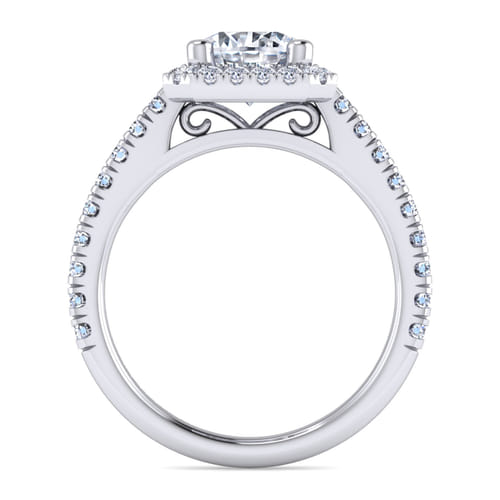 14K White Gold Round Halo Diamond Engagement Ring