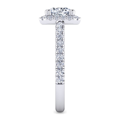 14K White Gold Round Halo Diamond Engagement Ring