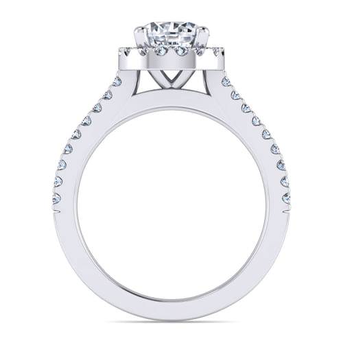 14K White Gold Round Halo Diamond Engagement Ring
