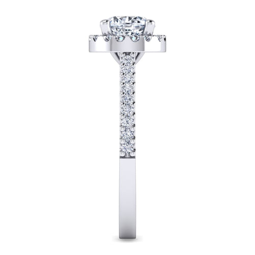 14K White Gold Round Halo Diamond Engagement Ring