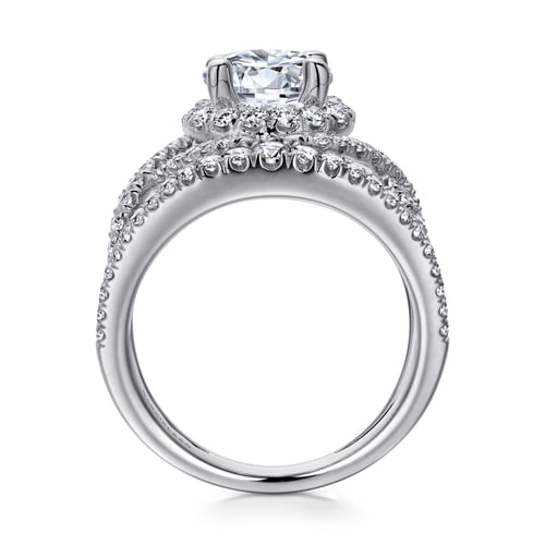 14K White Gold Round Halo Diamond Engagement Ring