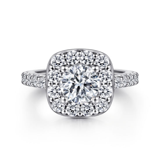 Gabriel - 14K White Gold Round Halo Diamond Engagement Ring