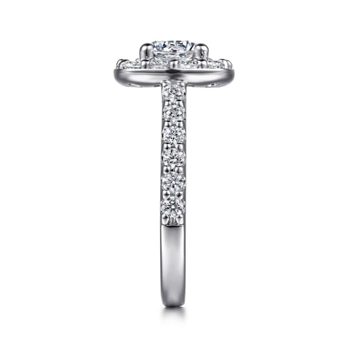 14K White Gold Round Halo Diamond Engagement Ring