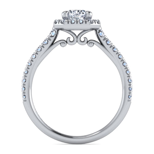 14K White Gold Round Halo Diamond Engagement Ring