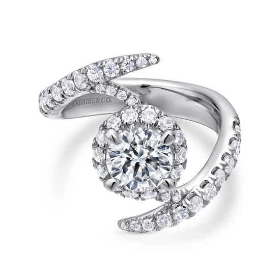 Gabriel - 14K White Gold Round Halo Diamond Engagement Ring