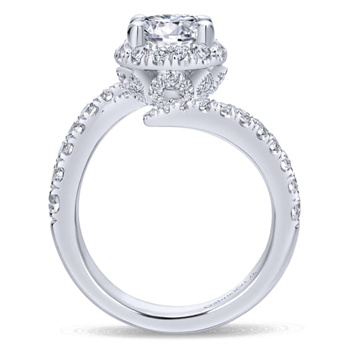 14K White Gold Round Halo Diamond Engagement Ring