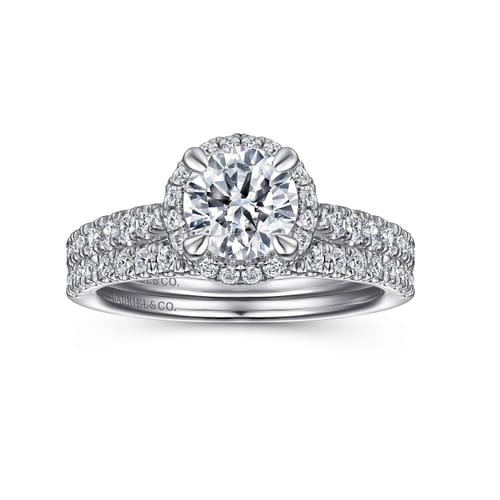 14K White Gold Round Halo Diamond Engagement Ring 14K White Gold Round Halo Diamond Engagement Ring