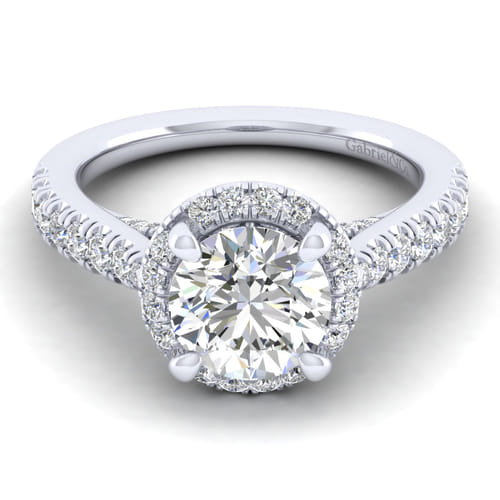 14K White Gold Round Halo Diamond Engagement Ring 14K White Gold Round Halo Diamond Engagement Ring