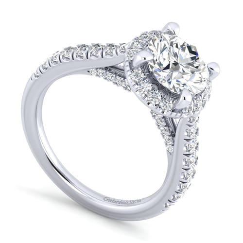14K White Gold Round Halo Diamond Engagement Ring 14K White Gold Round Halo Diamond Engagement Ring