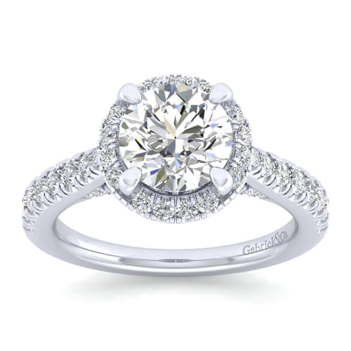 14K White Gold Round Halo Diamond Engagement Ring 14K White Gold Round Halo Diamond Engagement Ring