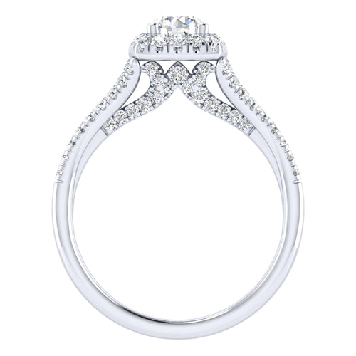 14K White Gold Round Halo Diamond Engagement Ring