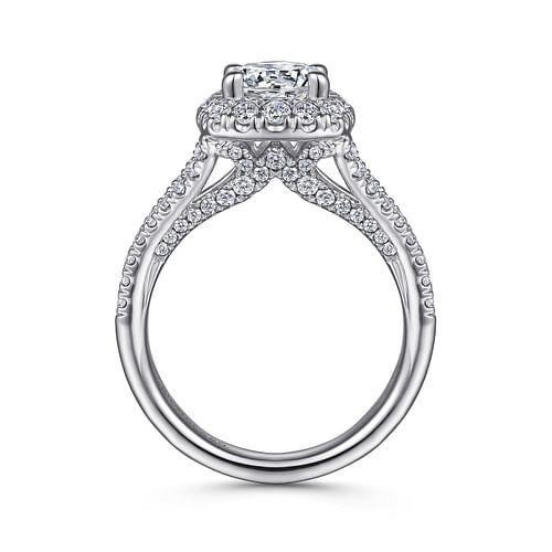 14K White Gold Round Halo Diamond Engagement Ring