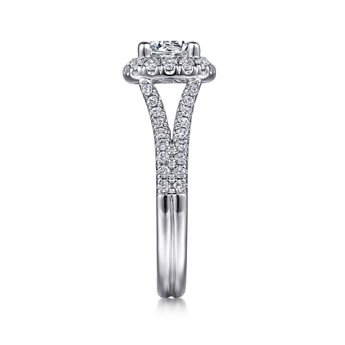 14K White Gold Round Halo Diamond Engagement Ring