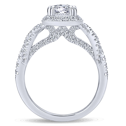 14K White Gold Round Halo Diamond Engagement Ring