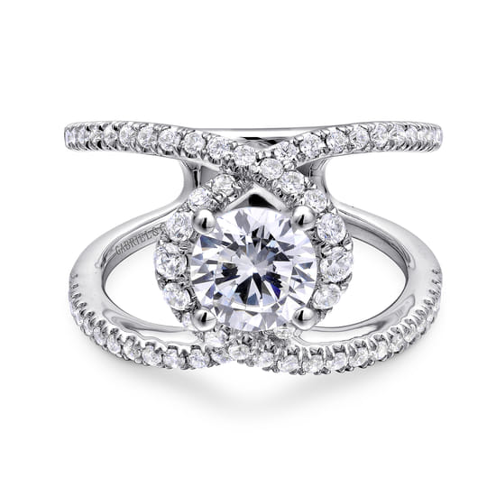 Gabriel - 14K White Gold Round Halo Diamond Engagement Ring Gabriel - 14K White Gold Round Halo Diamond Engagement Ring