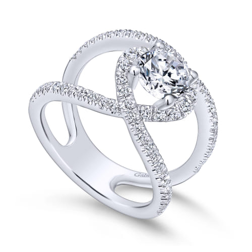 14K White Gold Round Halo Diamond Engagement Ring 14K White Gold Round Halo Diamond Engagement Ring