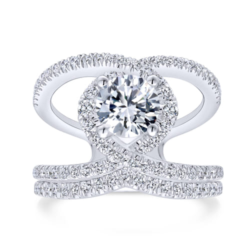 14K White Gold Round Halo Diamond Engagement Ring 14K White Gold Round Halo Diamond Engagement Ring