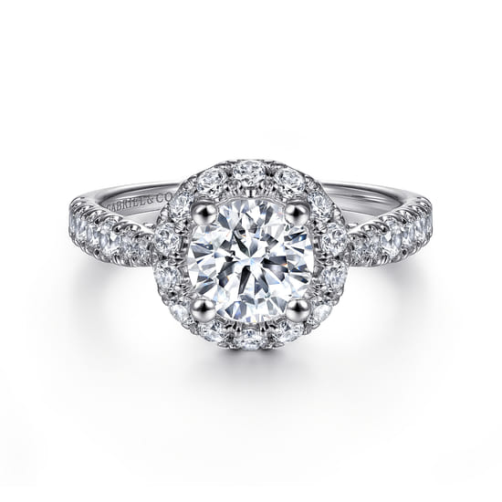 Gabriel - 14K White Gold Round Halo Diamond Engagement Ring