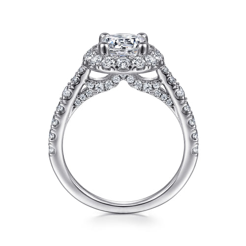 14K White Gold Round Halo Diamond Engagement Ring
