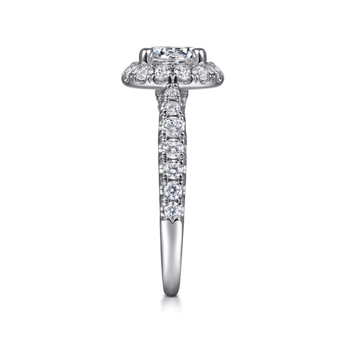 14K White Gold Round Halo Diamond Engagement Ring