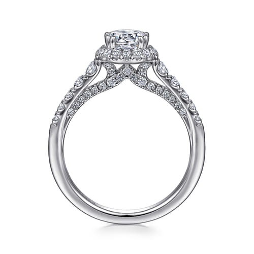 14K White Gold Round Halo Diamond Engagement Ring
