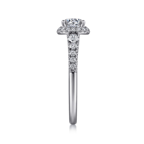 14K White Gold Round Halo Diamond Engagement Ring