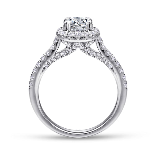 14K White Gold Round Halo Diamond Engagement Ring