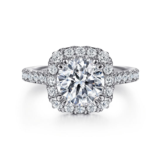 Gabriel - 14K White Gold Round Halo Diamond Engagement Ring