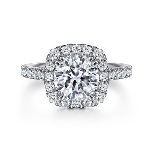 14K White Gold Round Halo Diamond Engagement Ring 14K White Gold Round Halo Diamond Engagement Ring