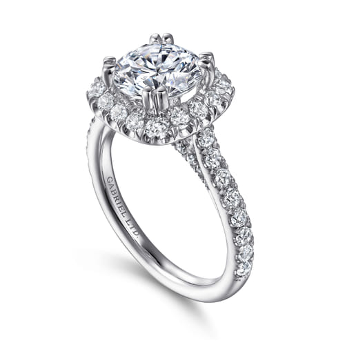 14K White Gold Round Halo Diamond Engagement Ring 14K White Gold Round Halo Diamond Engagement Ring