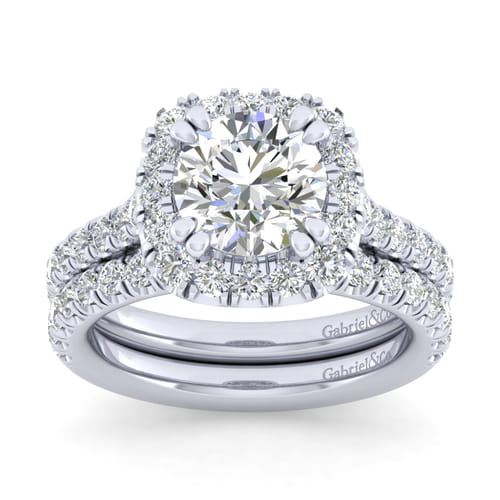 14K White Gold Round Halo Diamond Engagement Ring 14K White Gold Round Halo Diamond Engagement Ring