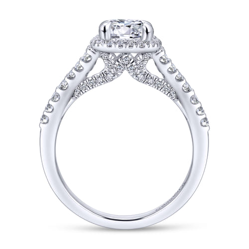 14K White Gold Round Halo Diamond Engagement Ring