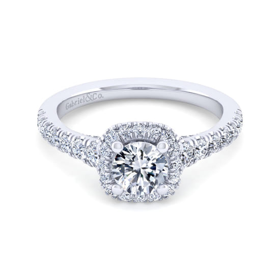 Gabriel - 14K White Gold Round Halo Diamond Engagement Ring