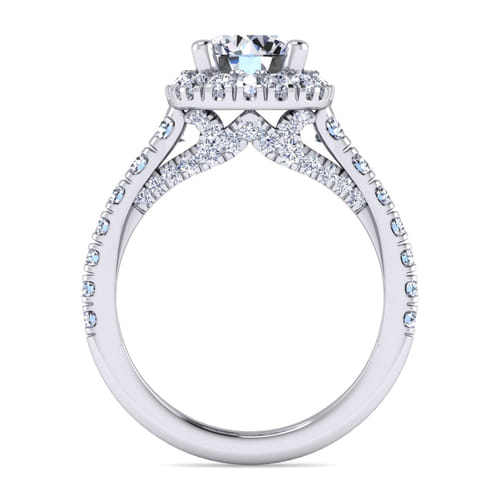 14K White Gold Round Halo Diamond Engagement Ring