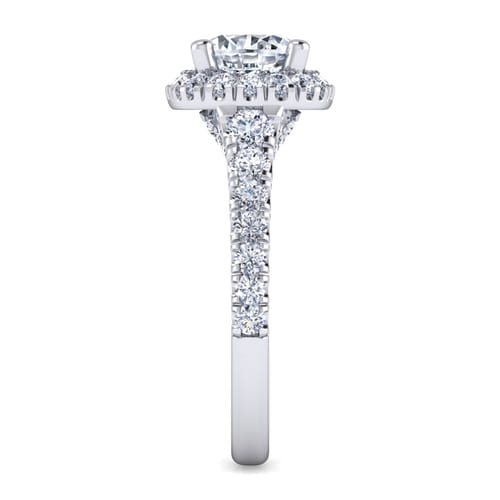 14K White Gold Round Halo Diamond Engagement Ring