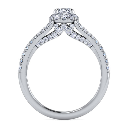 14K White Gold Round Halo Diamond Engagement Ring